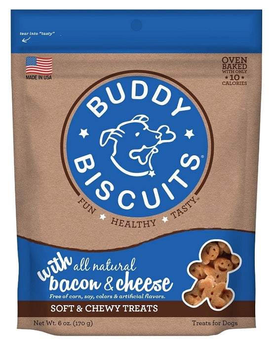 Buddy Biscuits Original Soft & Chewy Dog Treats - Bacon & Cheese 6 oz.