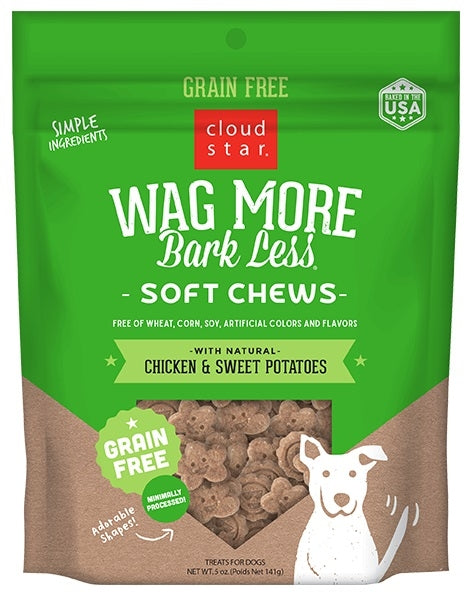 Cloud Star Wag More Bark Less Grain Free Soft & Chewy Treats with Chicken & Sweet Potato 5 Oz
