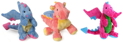 GoDog Dragon Chew Guard Squeaky Plush Dog Toy Small