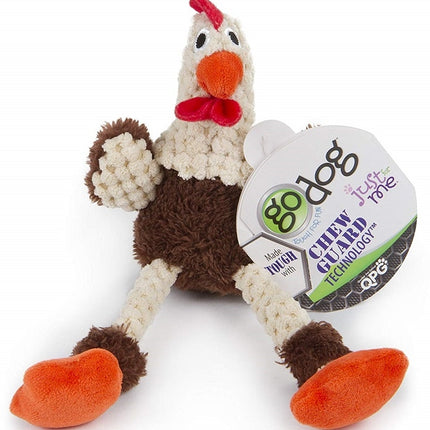 GoDog Checkers - Skinny Brown Rooster Mini with Chew Guard Technology