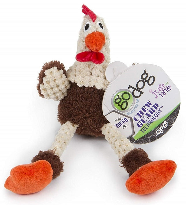 GoDog Checkers - Skinny Brown Rooster Mini with Chew Guard Technology