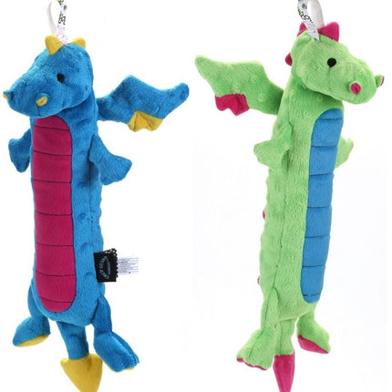 GoDog Skinny Dragon Chew Guard Squeaky Plush Dog Toy Large