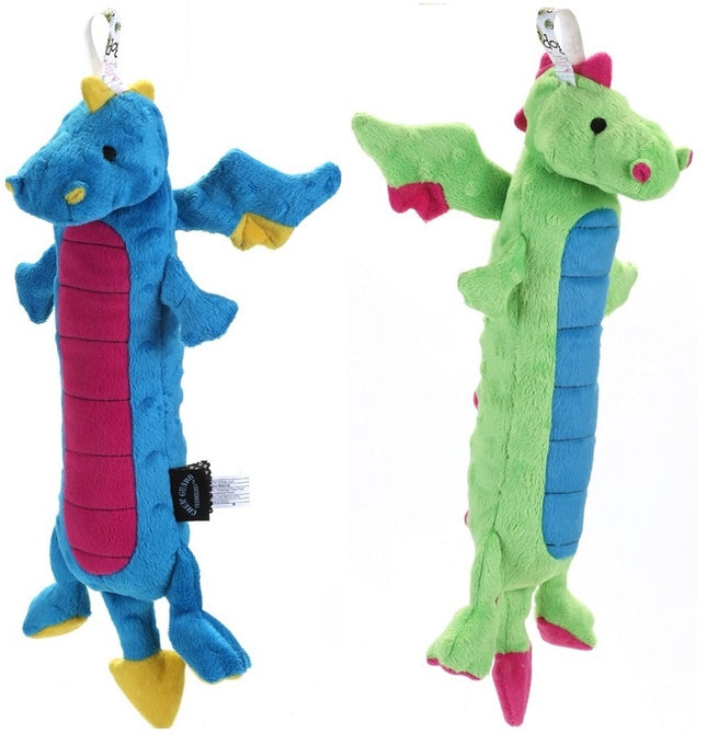 GoDog Skinny Dragon Chew Guard Squeaky Plush Dog Toy Large