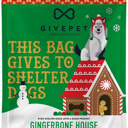GivePet Holiday Dog Treats Gingerbone House 6 Oz.