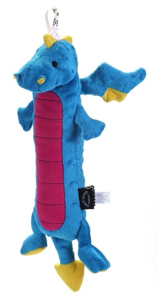 GoDog Skinny Dragon Chew Guard Squeaky Plush Dog Toy Small