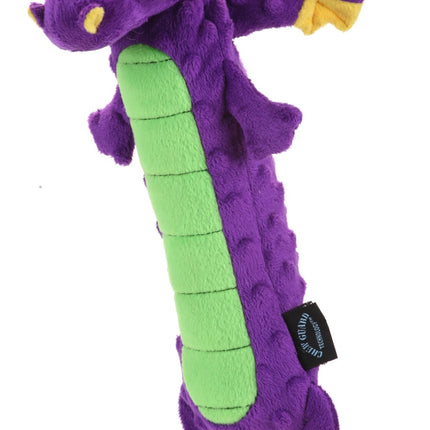 GoDog Skinny Dragon Chew Guard Squeaky Plush Dog Toy Small