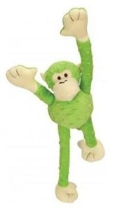 GoDog Crazy Tug - Green Monkey Chew Guard Squeaky Plush Dog Toy Large