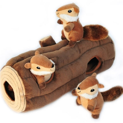 ZippyPaws Zippy Burrow - Log with 3 Chipmunks