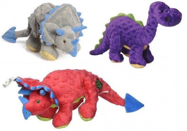 GoDog Dinos Chew Guard Squeaky Plush Dog Toy Large